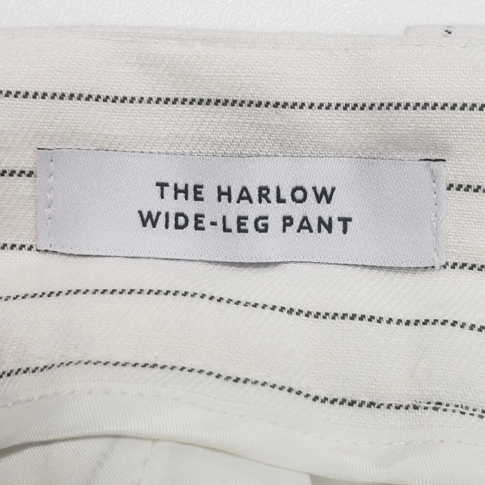 Madewell Superwide-Leg Trouser in Pinstripe Linen Blend Womens 4 Ivory Black - Picture 3 of 16